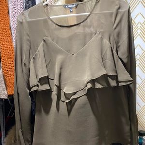 Express Olive Blouse Bell Sleeve